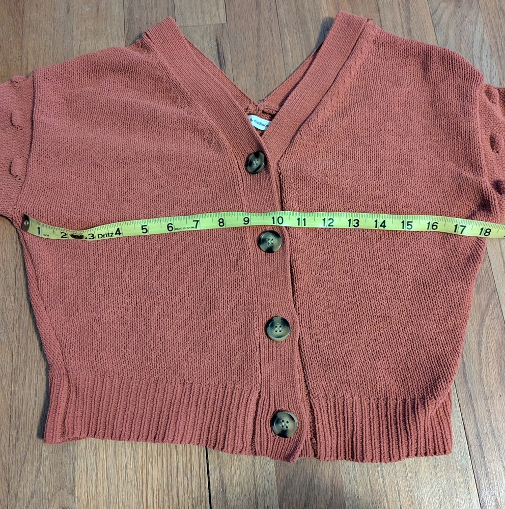 Women's Button-Up Sweater - Rust - Picture 9 of 10